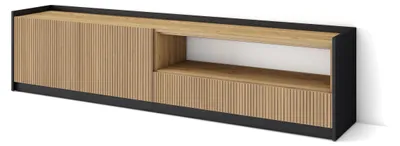 Immagine prodotto di Mobile TV Soggiorno, Ampio spazio a disposizione, 207x37x50 cm, Per TV fino a 80", Mobile Soggiorno, Stile moderno, Rovere e nero
