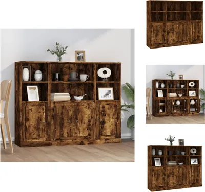 Produktbild von vidaXL Highboards 3 Stk. Räuchereiche Holzwerkstoff -  Sideboards