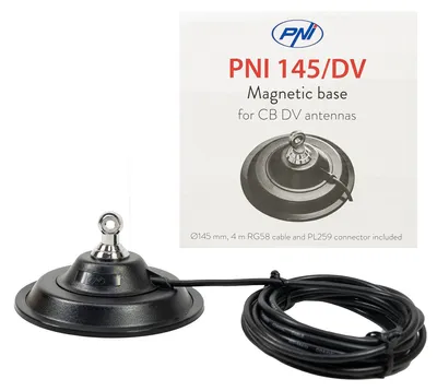 Imagen del producto de El pie magnético PNI 145/DV, de 145 mm, incluye 4 metros de cable y un conector PL259