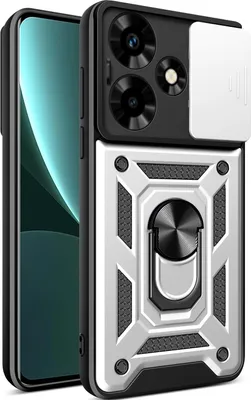 Produktbild von Hülle für Infinix Hot 30 mit Ring Ständer Halter Dia Kameraschutz TPU PC Hybrid Handyhülle Silber