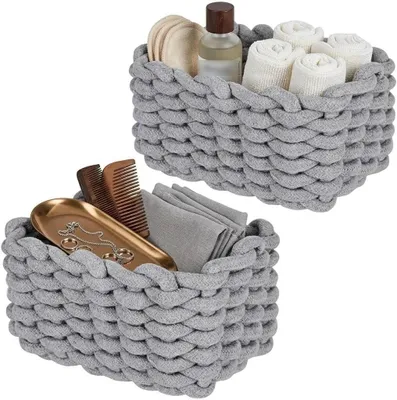 Aufbewahrungskorb aus Baumwolle, 2er-Set, 19x15x12 cm, grau