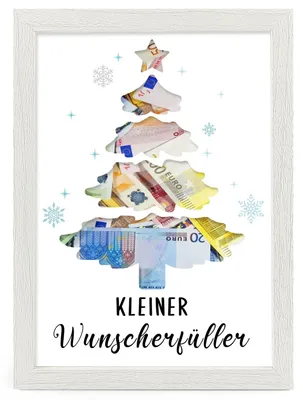 Geldgeschenk-Box Weihnachtsbaum, 23 x 17 x 2 cm, Holz, für Geld oder Gutscheine
