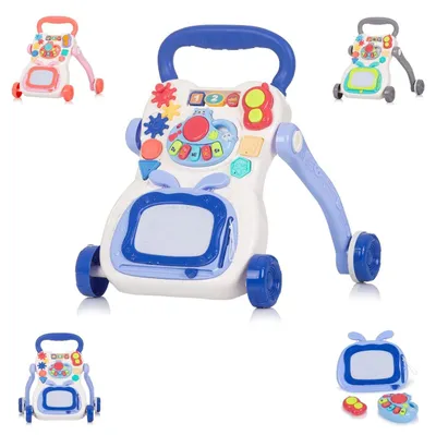 Produktbild von Chipolino Lustiger Spielkinderwagen mit Klavier, Telefon und Zeichenbrett Blau