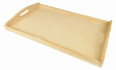 Holzservierbrett mit Griffen, 40x30x5,5 cm, natürlich lackiert
