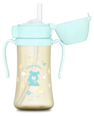 Obrázok produktu pre GROSMIMI X KNOTTED PPSU tréningový pohárik so slamkou Dough Puppy Creamy Blue 300 ml