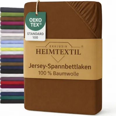 Produktbild von EXKLUSIV HEIMTEXTIL Marke Jersey Spannbettlaken 90 x 200 cm Schokobraun 100% Baumwolle   Bed-Sheet Bettlaken Spannbetttuch Topper Leinentuch