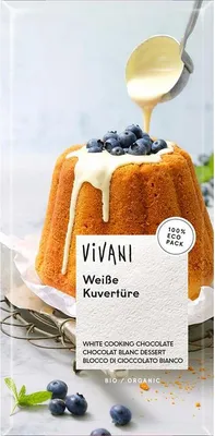 Obrázek produktu pro Bio Čokoláda na vaření bílá 200 g VIVANI