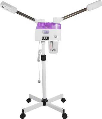 Produktbild von Gesichtsdampfer/Gesichtsbedampfer - Standgerät - 800 W Leistung - 680 ml Tank - Doppelrohr - Heiß- & Kaltnebel - 220 V EU-Stecker - Elfenbein