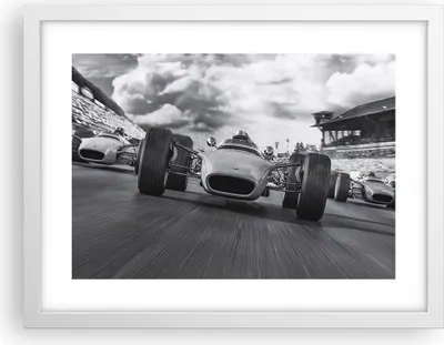 Produktbild von Gerahmtes Poster - Weißer Rahmen - Formel 1 Schwarz und Weiß - 40x30 cm - Wand Bild - Wanddeko - Wandbilder - Kunstposter - Wandposter - Bilderrahmen - Bilder - Kunstdruck - Wandbild - P2WAA40x30-4127