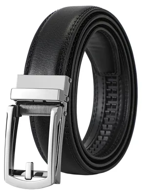 Produktbild von Herrengürtel mit Automatikschnalle, weiches Kunstleder, verstellbar, kein Loch, mit angedeutetem Stiftdesign, Schnellverschluss für Jeans und Hosen