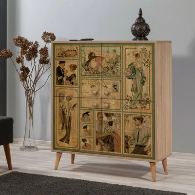 Image de Agyemang - Buffet, 95x36x111h cm Chêne brun, 3 Étagères