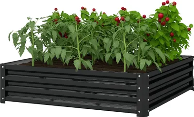 Image de CarršŠ potager de jardin acier galvanisšŠe 120 x 120 x 30 cm gris