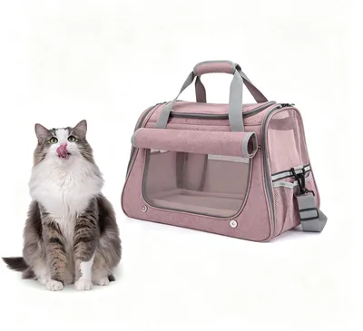 Klappbare Transportbox für Katzen & Hunde, 45x25x34 cm, rosa
