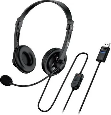 Immagine prodotto di Cuffie Genius - HS-230U, cuffie con microfono, con filo, con microfono, controllo del volume, USB, nero