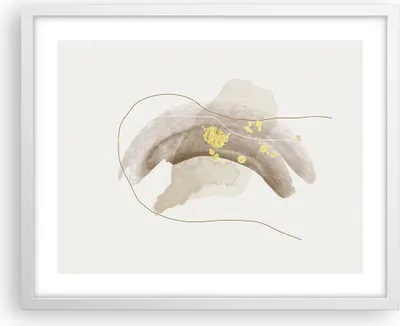 Produktbild von Gerahmtes Poster - Weißer Rahmen - Braun Abstraktion Gold - 50x40 cm - Wand Bild - Wanddeko - Wandbilder - Kunstposter - Wandposter - Bilderrahmen - Bilder - Kunstdruck - P2WAA50x40-4910