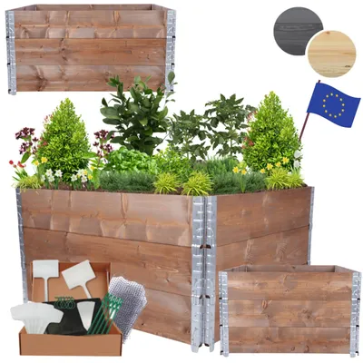 Produktbild von MODO24 Hochbeet Holz, Pflanzrahmen, Kräuterbeet, Gemüsebeet, Massivholz Kiefer, Garten, 60x120x100 cm, Braun, ZP10