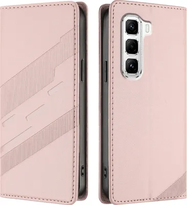 Image de Etui pour Infinix Hot 50 Pro 4G, étui portefeuille en cuirPolyuréthaneavec fente pour cartes et fonction stand Rose