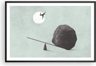 Produktbild von Gerahmtes Poster - Schwarzer Rahmen - Stein Hebel Physik - 91,5x61 cm - Wand Bild - Wanddeko - Wandbilder - Kunstposter - Wandposter - Bilderrahmen - Bilder - Kunstdruck - P2BAA91x61-4755