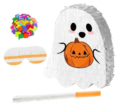 Produktbild von Geisterförmige Piñata für Halloween, gefüllt mit Süßigkeiten, als Partydekoration für Innen und Außen für Mädchen