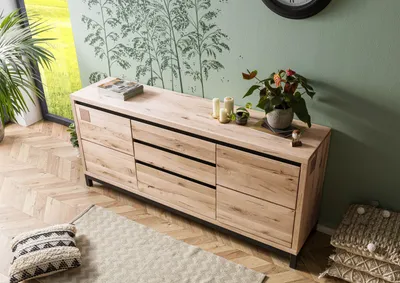 Produktbild von MASSIVMOEBEL24 Sideboard Wildeiche 190x45x85 bianco geölt VILLANDERS #251