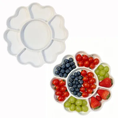 Snacktablett mit 7 Fächern, 2 Stück, Ø 20 cm, Kunststoff