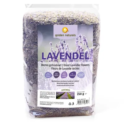 Produktbild von Golden Naturals Lavendelblüten getrocknet 250 g Beutel, aromatischer Lavendel, Tee, duftintensiv, Lebensmittelqualität