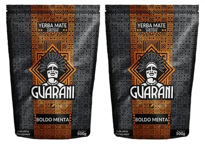 Produktbild von Guarani - Mate Tee Set Boldo Menta 2x500g - Rauchig Viel Staub - Mit Minze & Boldo - Verdauungsfördernd - Intensive Yerba Mate Paraguay 1kg
