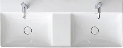 Produktbild von Doppelwaschtisch DURASQUARE o ÜL m HLB geschli 1200x470mm 1 HL weiß 1 Hahnloch weiß