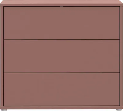 Produktbild von Forte ALICE SPRINGS Kommode 95 100, modernes Sideboard mit 3 Schubladen, Schlafzimmer, Wohnzimmer, Holzwerkstoff, Terrakotta, 94,8 cm breit x 83,1 cm hoch x 41,5 cm tief