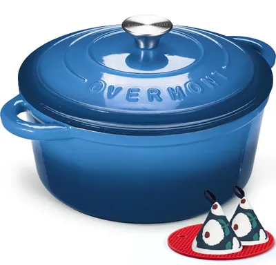 Obrázek produktu pro Hrnec Overmont z emailovaného litinového materiálu, průměr 24 cm, vhodný do trouby - pánev na dušení
