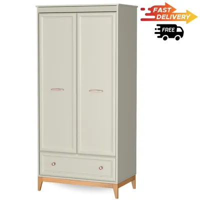 Produktbild von Windsor 10 Kleiderschrank in Kaschmir mit Schublade & Eichenholzfüßen – 2-türig, Soft-Close, 193 cm hoch