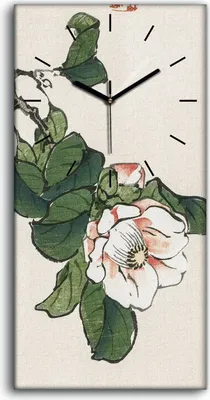 Produktbild von Wandbild Leinwand Bilder mit Uhr Geräuschlos 30x60 Malerei Asiatische Blumen - schwarze Hände