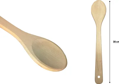 Produktbild von 3x PINI Kochlöffel 30 cm aus Buchenholz Holzlöffel Suppenlöffel Rührlöffel