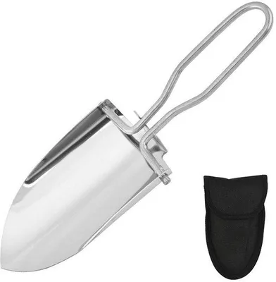 Obrázek produktu pro Mini zahradní lopatka z nerezové oceli, skládací, vhodná na kempování, zahradničení a venkovní použití.
