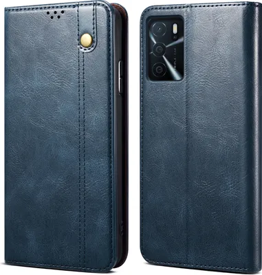 Produktbild von OPPO A16 Hülle, Leder Flip Brieftasche Schutzhülle für OPPO A16 Blau