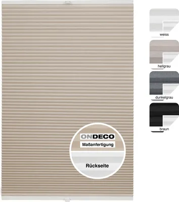 Produktbild von Wabenplissee auf Maß Klemmfix ohne Bohren Farbe: Beige, Größe: B): 41-50 cm, H): 40-100 cm