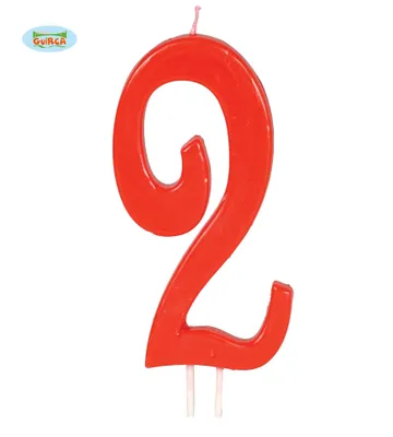 Immagine prodotto di candela rossa numero 2 - decorazione torta di compleanno 12 cm circa