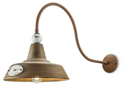 Image de Applique vintage grunge en fer et céramique blanche, 1 lampe, culot E27