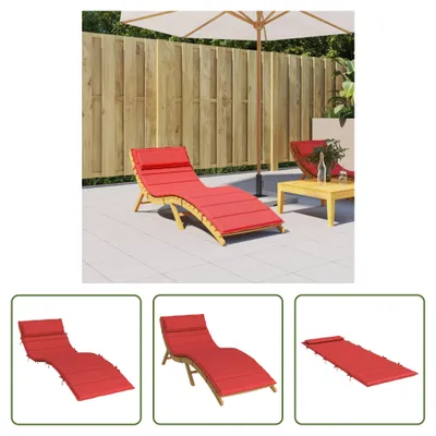 Image de The Living Store Coussin pour bain de soleil rouge 180x60x3 cm tissu Oxford