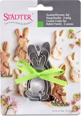 Produktbild von Städter - Premium Ausstechform - Hasenfamilie 3-tlg - Einzigartiger Ausstecher - Perfekt für Kreative Backkreationen für Ostern
