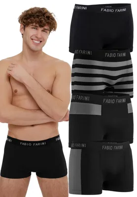 Produktbild von Fabio Farini - 4 Stück Herren Unterhosen - Männer Retroshorts aus weicher Microfaser im sportlichen Look mit Logoschriftzug