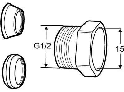 Productafbeelding van IMI Heimeier verbindingsstuk voor zachtstalen buis, 1/2 inch x 15 mm, artikelnummer 53235113, 1 stuk.