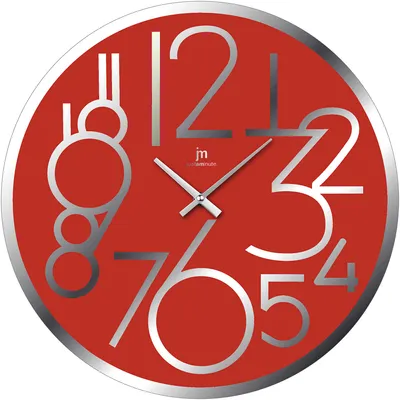 Immagine prodotto di Lowell 14892R, Orologio da parete, rotondo, rosso, vetro, metallo, 38 cm