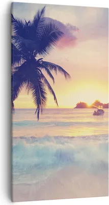 Produktbild von Bild auf Leinwand - Leinwandbild - Meer Strand Palme - 55x100cm - Wand Bild - Wanddeko - Wandbilder - Leinwanddruck - Bilder - Kunstdruck - Wanddekoration - Leinwand bilder - Wandkunst - PA55x100-3992