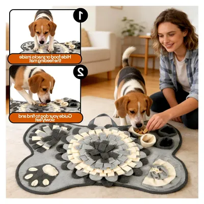 Produktbild von Schnüffelteppich für Hunde, 64 x 43 cm, interaktives Spielzeug für Hunde, große Schnüffelmatte mit Quietscher, waschbare Trainingsmatte für Welpen, kleine und mittelgroße Hunde