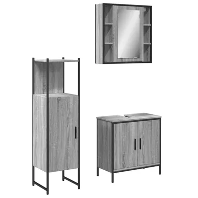 Immagine prodotto di vidaXL Set di mobili da bagno 3 pezzi grigio Sonoma in materiale ligneo