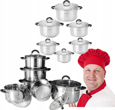 Zdjęcie produktu dla Zestaw Garnków Indukcyjnych Masterpan 12 El. ze Szklanymi Pokrywkami