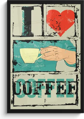 Produktbild von MuchoWow® MuchoWow® Gerahmtes Poster Kaffee - Zitate - Vintage - Sprichwörter - Ich liebe Kaffee 40x60 cm - Poster mit zchwarzem Bilderrahmen - Papierdruck - Wandbilder
