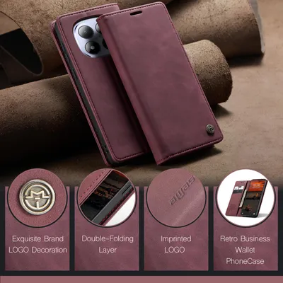 Image de Étui pour Xiaomi Redmi Note 15 Pro 4G Étui rétro en cuirPolyuréthaneavec fonction support Étui de protection Rouge