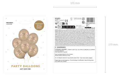 Produktbild von Luftballons Happy Birthday to you 30cm Hellgold Metallic 6er Set